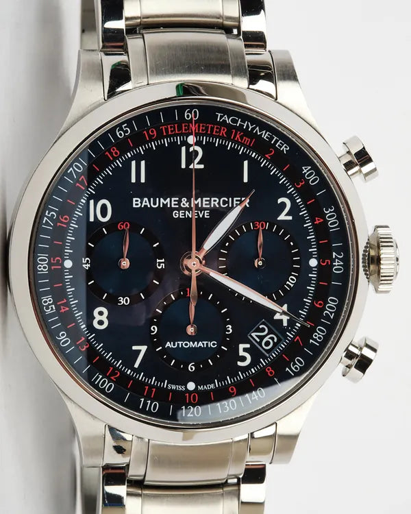 Baume & Mercier Capeland 44MM Black Dial Steel Bracelet (65716)