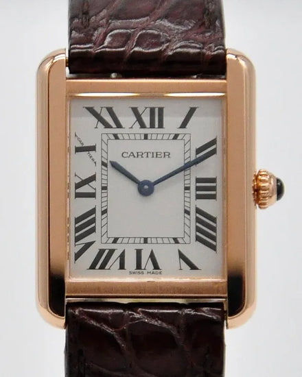 Cartier Tank Solo Small 24MM Quartz Silver Dial Leather Strap (W5200024)