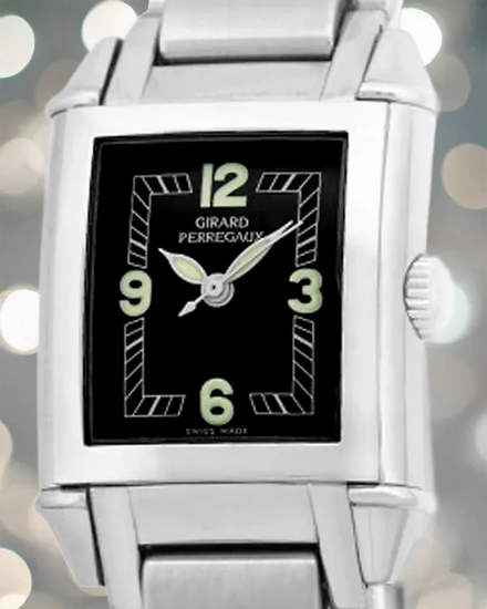 Girard Perregaux Vintage 1945 22MM Quartz Black Dial Steel Bracelet (25910.1.11.605)