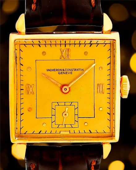 Vacheron Constantin Square Vintage 25MM Champagne Dial Leather Strap (4018)