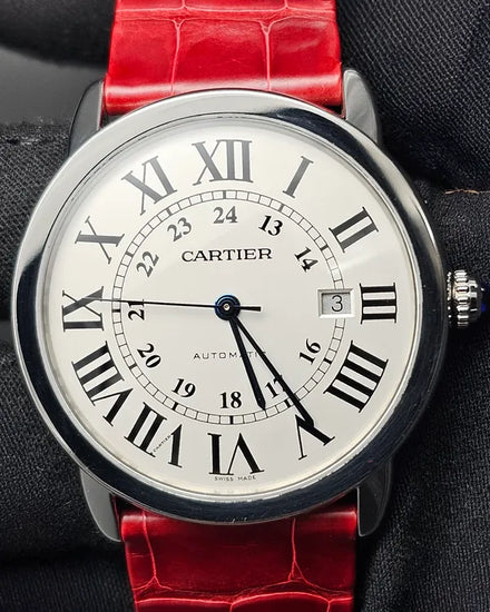 2020 Cartier Ronde De Cartier 42MM Silver Dial Leather Strap (WSRN0022)
