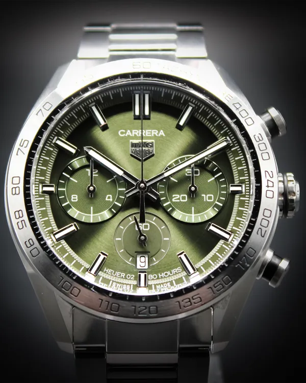Tag Heuer Carrera 44MM Green Dial Steel Bracelet (CBN2A10.BA0643)