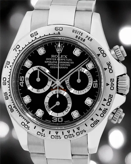Rolex Cosmograph Daytona 40MM Black Dial White Gold Bracelet (116509)