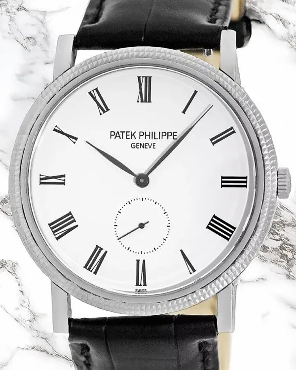 Patek Philippe Calatrava 36MM White Dial Leather Strap (5119G-001)