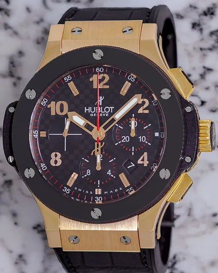 Hublot Big Bang Chronograph 44MM Carbon Fiber Dial Leather Strap (301.PB.131.RX)
