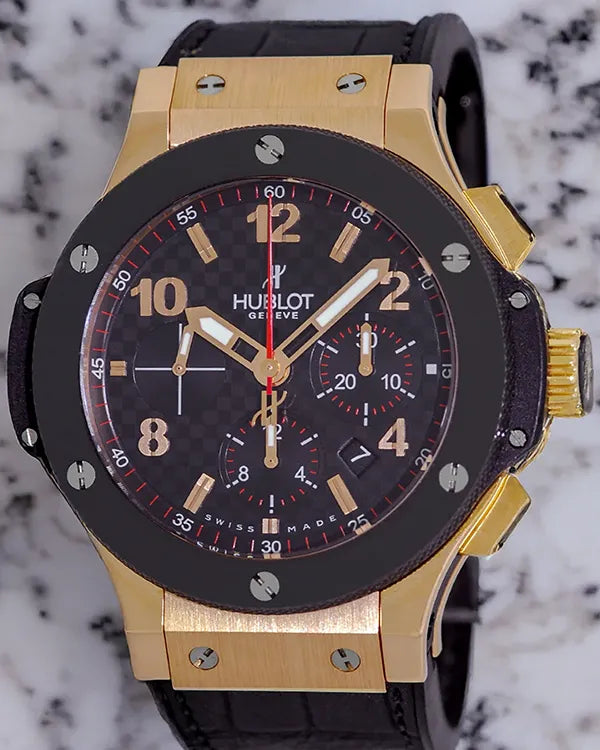 Hublot Big Bang Chronograph 44MM Black Carbon Fiber Dial Rubber Strap (301.PX.131.RX)