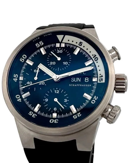 2007 IWC Schaffhausen Aquatimer Chronograph 42MM Black Dial Rubber Strap (IW371933)