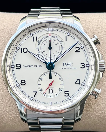 2021 IWC Schaffhausen Portugieser Yacht Club Chronograph 44.6MM White Dial Steel Bracelet (IW390702)