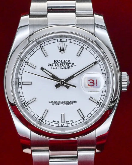 Rolex Datejust 36MM White Dial Oyster Bracelet (116200)