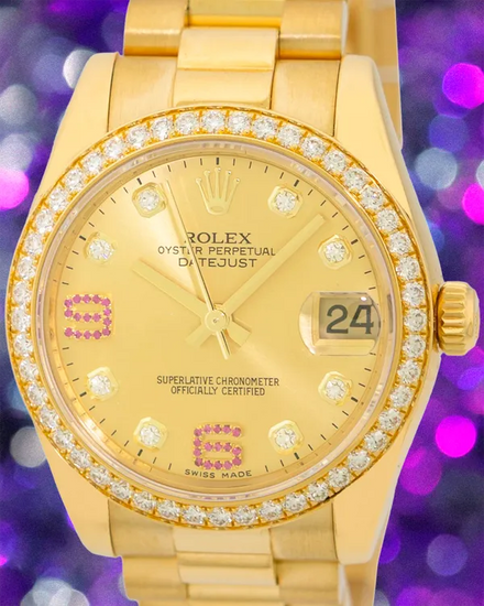 Rolex Datejust 31MM Champagne Dial Yellow Gold President Bracelet (178288)