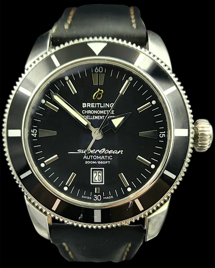 2015 Breitling Superocean Heritage 46MM Black Dial Leather Strap (A17320)