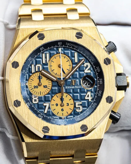 2018 Audemars Piguet Royal Oak Offshore "Brick" 42MM Blue Dial Yellow Gold Bracelet (26470BA.OO.1000BA.01)