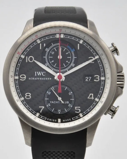 IWC Schaffhausen Portugieser Yacht Club Chrono Volvo Race 45.4MM Carbon Fiber Dial Rubber Strap (IW390212)