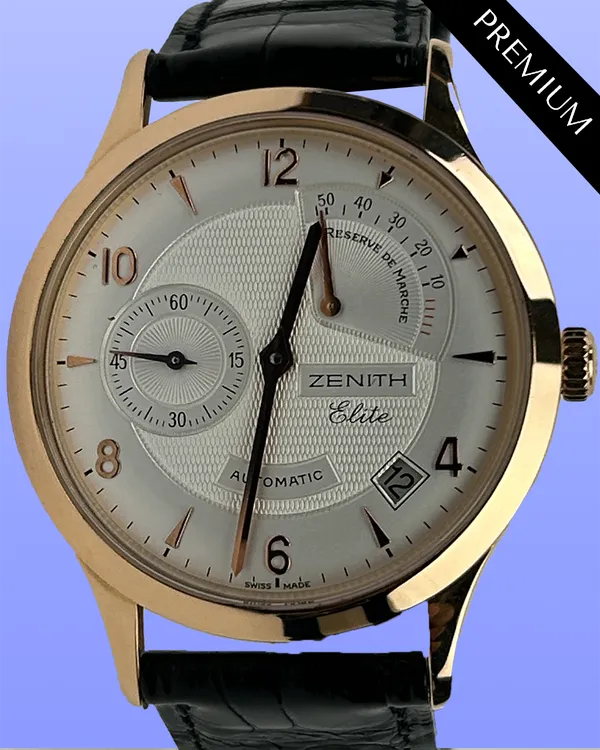 Zenith Elite Power Reserve 37MM Silver Dial Leather Strap (18.1125.685)