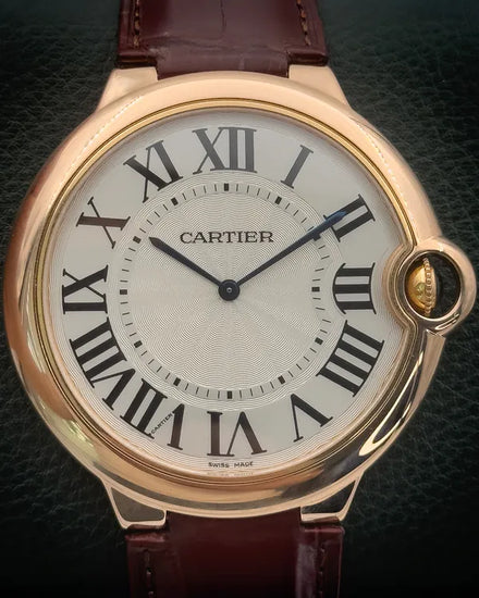2016 Cartier Ballon Bleu 46MM Silver Dial Leather Strap (W6920054)