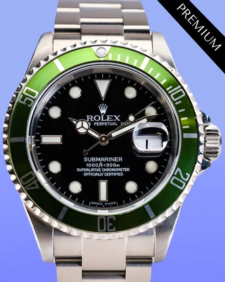 No Reserve - 2007 Rolex Submariner Date "Kermit" 40MM Black Dial Oyster Bracelet (16610LV)