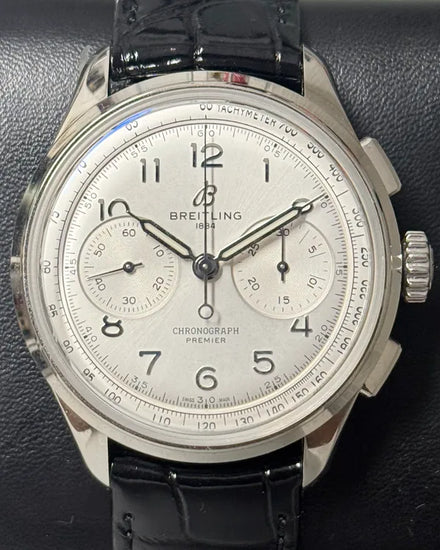 Breitling Premier B09 Chronograph 40MM Silver Dial Leather Strap (AB0930371G1P1)