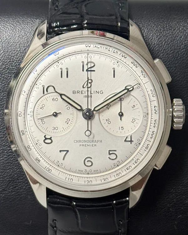 Breitling Premier B09 Chronograph 40MM Silver Dial Leather Strap (AB0930371G1P1)