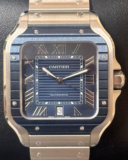 2022 Cartier Santos De Cartier 39.8MM Blue Dial Steel Bracelet (WSSA0048)