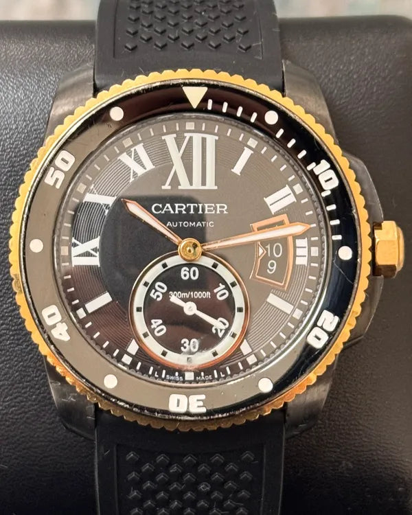 Cartier Calibre de Cartier Diver 42MM Black Dial Rubber Strap (W2CA0004)