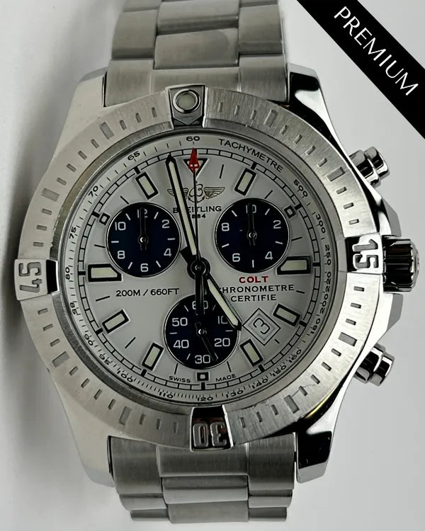 Breitling Colt Chronograph 44MM Quartz White Dial Steel Bracelet (A73388)