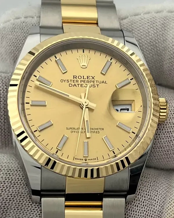 2024 Rolex Datejust 36MM Champagne Dial Two-Tone Oyster Bracelet (126233)