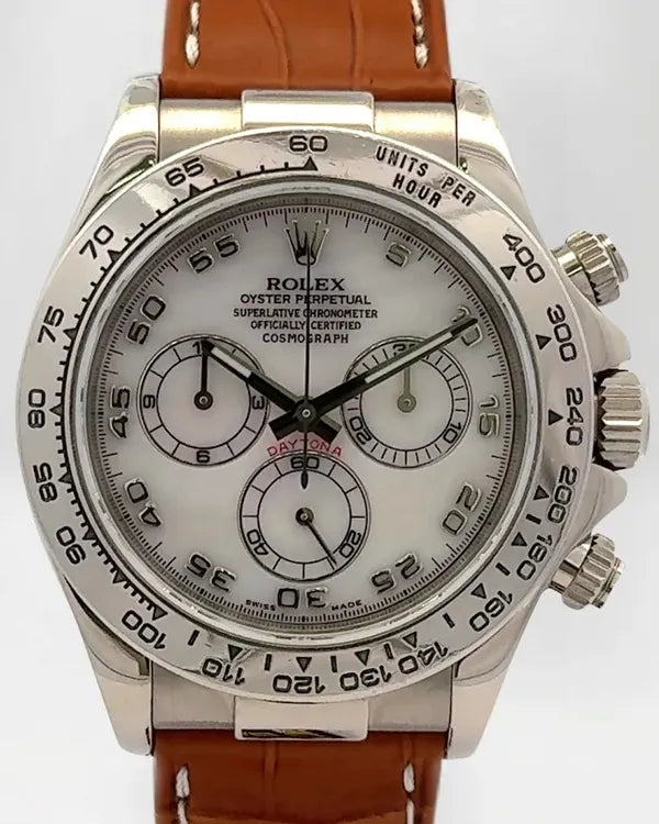 Rolex Cosmograph Daytona 40MM Mother-of-Pearl Dial Leather Strap (116519)