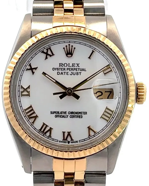 Rolex Datejust 36MM White Dial Two-Tone Jubilee Bracelet (16013)