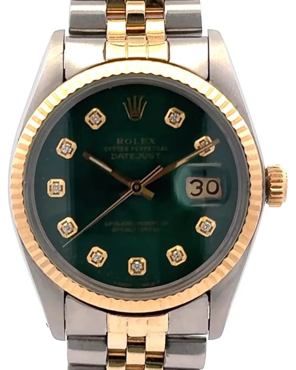 Rolex Datejust 36MM Green Dial Two-Tone Jubilee Bracelet (16013)