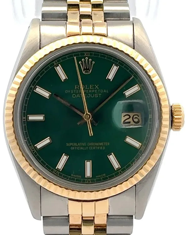 Rolex Datejust 36MM Green Dial Two-Tone Jubilee Bracelet (16013)