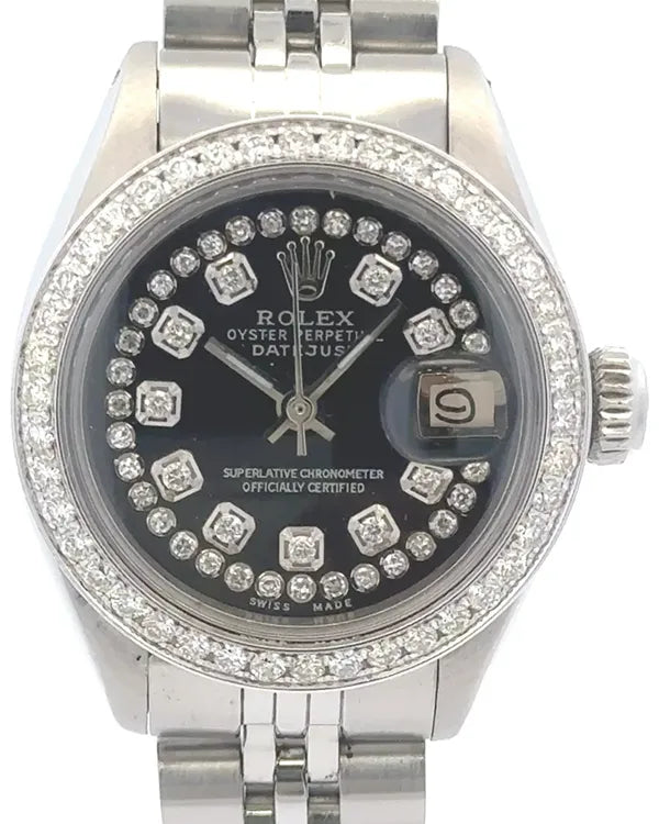 Rolex Lady-Datejust 26MM Aftermarket Black Dial Jubilee Bracelet (6917)