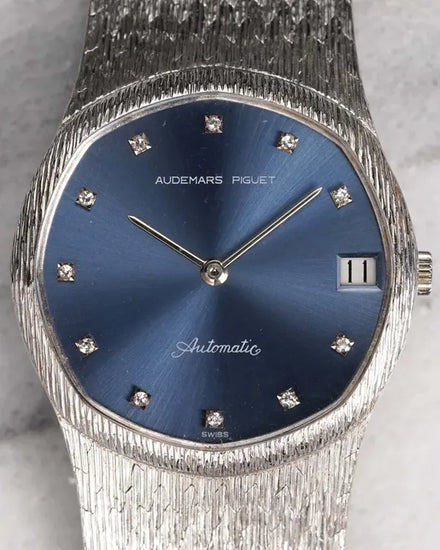 Audemars Piguet Vintage 30MM Blue Dial White Gold Bracelet (5388)