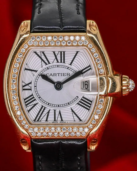 Cartier Roadster 37MM Quartz Silver Dial Leather Strap (WE500160)