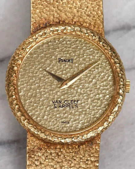 Piaget Vintage "Van Cleef & Arpels Signed" 30MM Champagne Dial Yellow Gold Bracelet (9042)