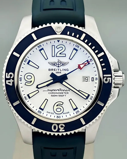 No Reserve - 2020 Breitling Superocean 42MM White Dial Rubber Strap (A17366D81A1S1)