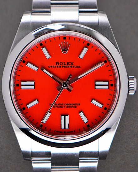2021 Rolex Oyster Perpetual 41MM Red Dial Oyster Bracelet (124300)