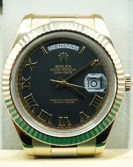 2015 Rolex Day-Date 41MM Black Dial Yellow Gold President Bracelet (218238)
