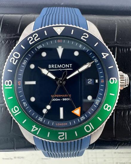 Bremont Supermarine GMT 40MM Blue Dial Rubber Strap (S302-BLGN-L-S)