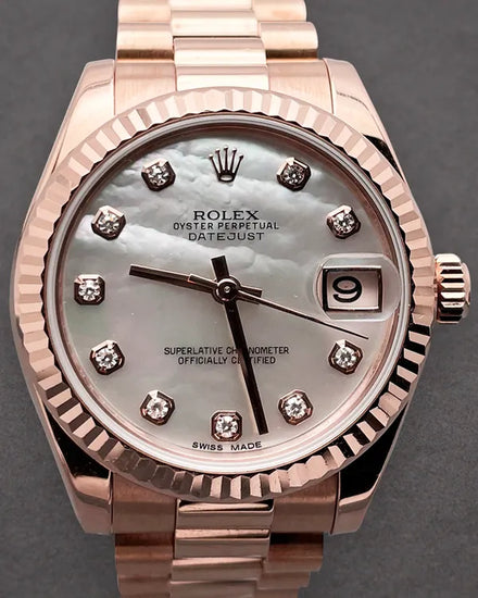 2015 Rolex Datejust 31MM Mother of Pearl Dial Rose Gold Bracelet (178275)