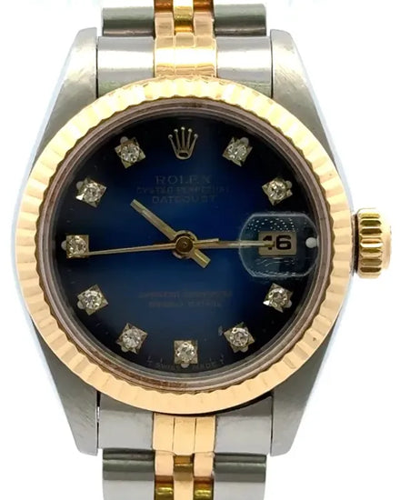 1995 Rolex Lady-Datejust 26MM Blue Vignette Dial Two-Tone Jubilee Bracelet (69173)