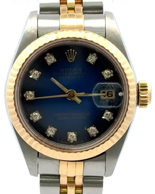 1995 Rolex Lady-Datejust 26MM Blue Vignette Dial Two-Tone Jubilee Bracelet (69173)