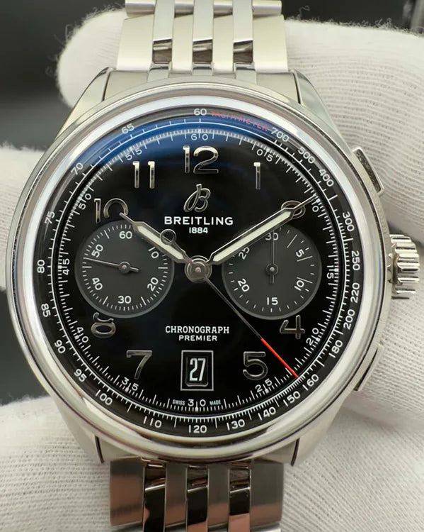 Breitling Premier B01 Chronograph 42MM Black Dial Steel Bracelet (AB0145221B1A1)