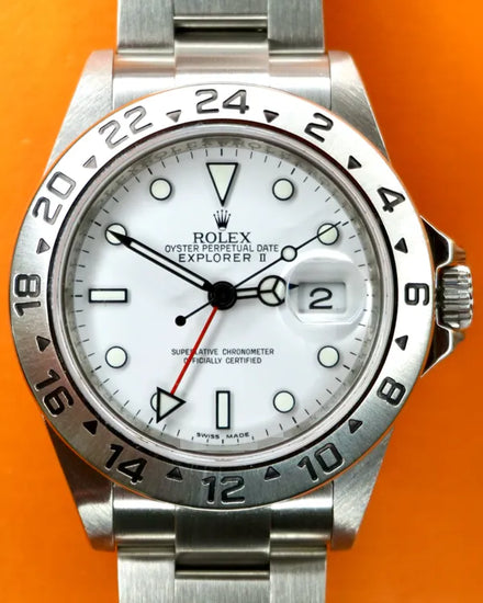 2010 Rare Rolex Explorer II 40MM White Dial Oyster Bracelet (16570)