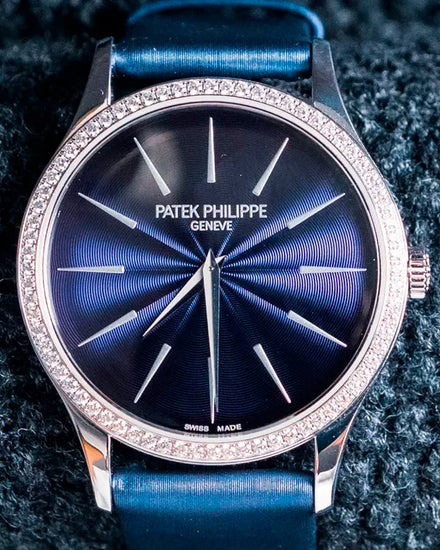Patek Philippe Calatrava 33MM Blue Dial Leather Strap (4897G-001)
