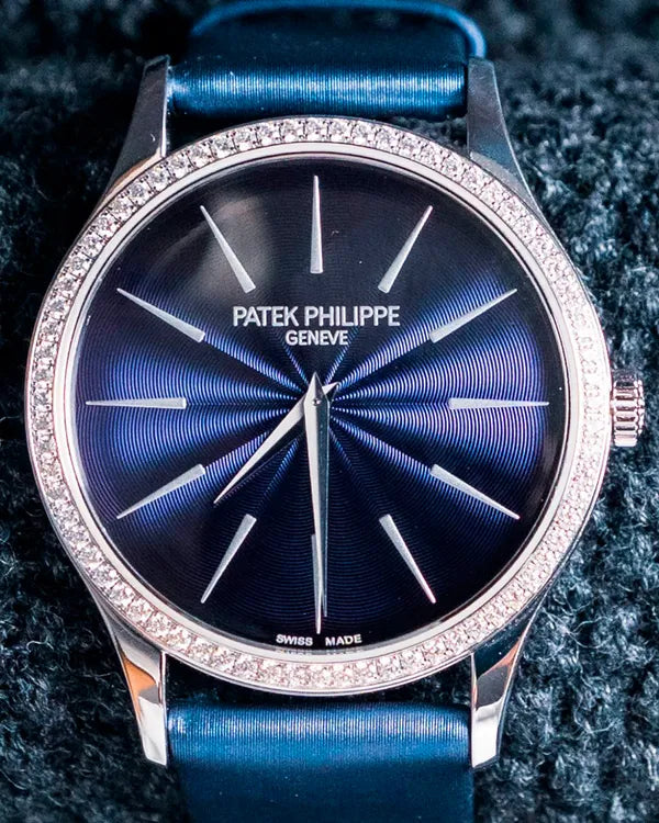 Patek Philippe Calatrava 33MM Blue Dial Leather Strap (4897G-001)