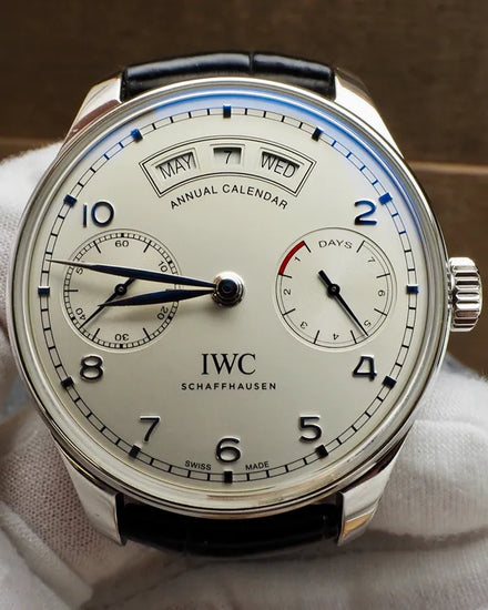 IWC Schaffhausen Portugieser Annual Calendar 44.2MM Silver Dial Leather Strap (IW503501)