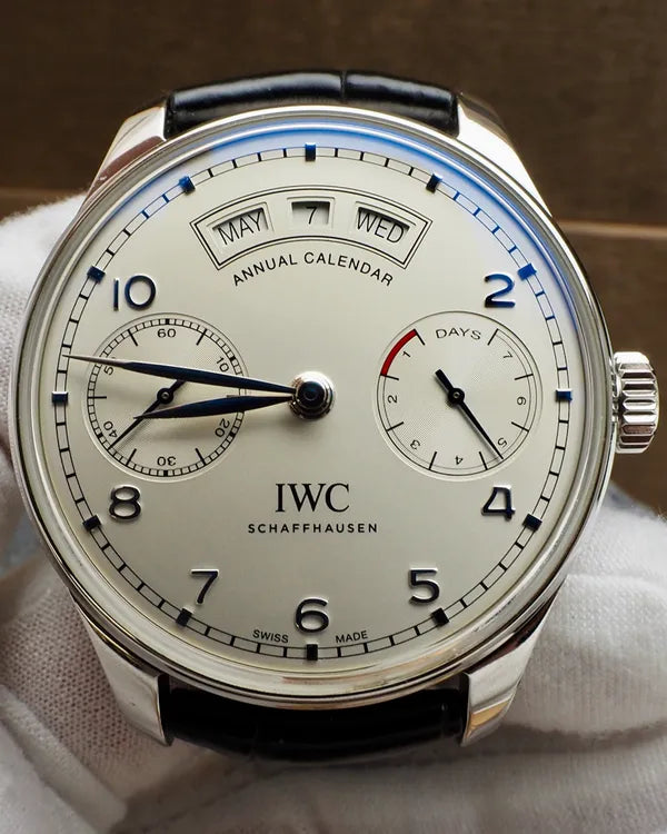 IWC Schaffhausen Portugieser Annual Calendar 44.2MM White Dial Leather Strap (IW503501)