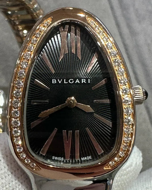 Bvlgari Serpenti Turbogas 35MM Quartz Black Dial Two-Tone Bracelet (SP 35 SPG)