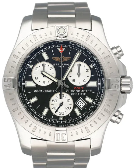 Breitling Colt Chronograph 44MM Quartz Black Dial Steel Bracelet (A73388)