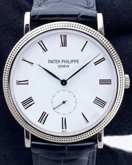 Patek Philippe Calatrava 36MM White Dial Leather Strap (5119G-001)